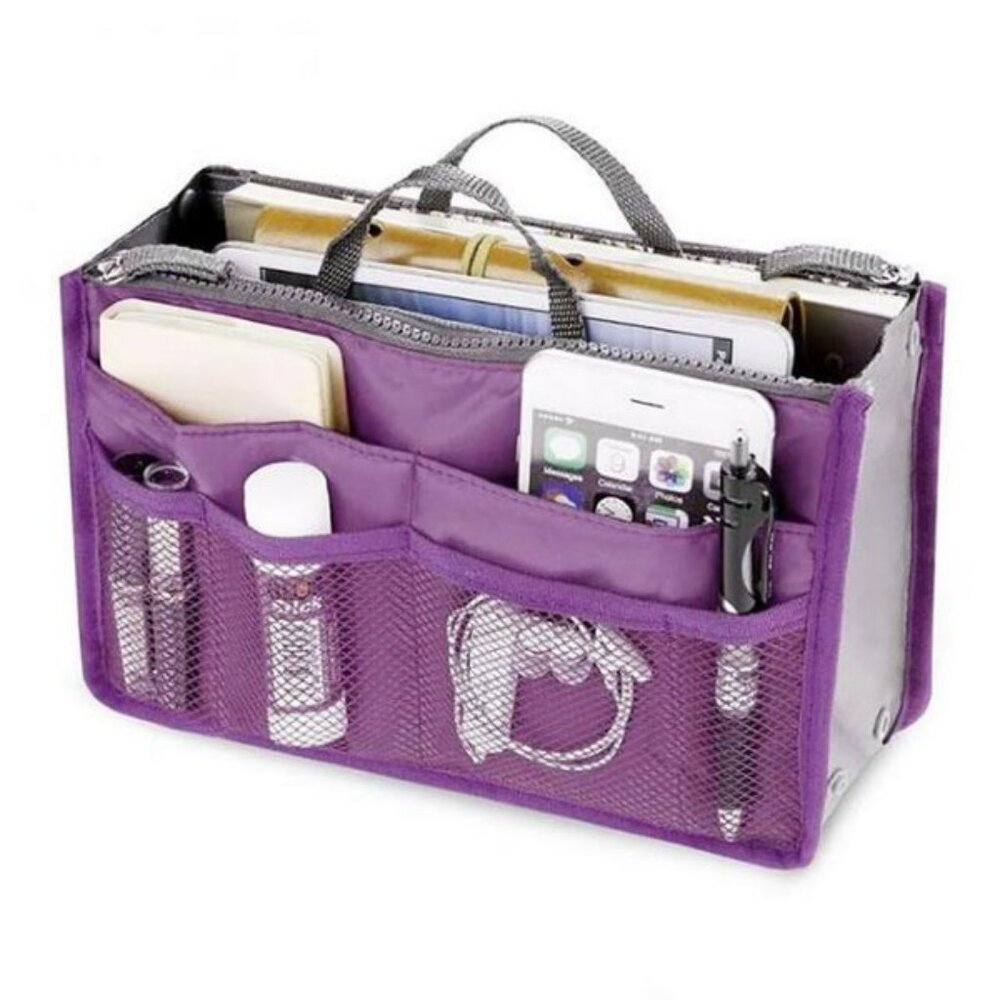 Bag Organizer/ Purse Insert / Divider /Cosmetic Case for Tote - Purple- NWT